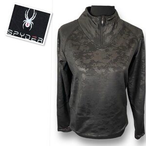 Spyder Active Sweatshirt Shirt Womens Pullover Mock Neck Black On Black Size M